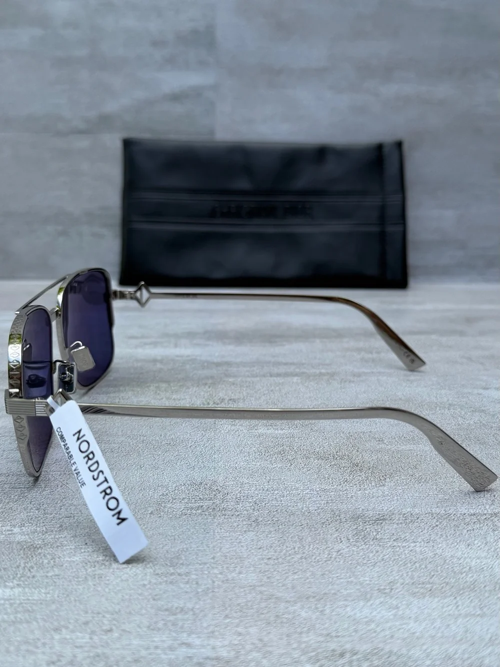 Dior CD Geometric Diamond S9U Square-Frame Silver-Tone Sunglasses NWT $610